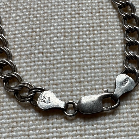 Sterling Silver Double Link Classic Zcharm Bracelet - .925 stamped, EUC - Picture 2 of 6